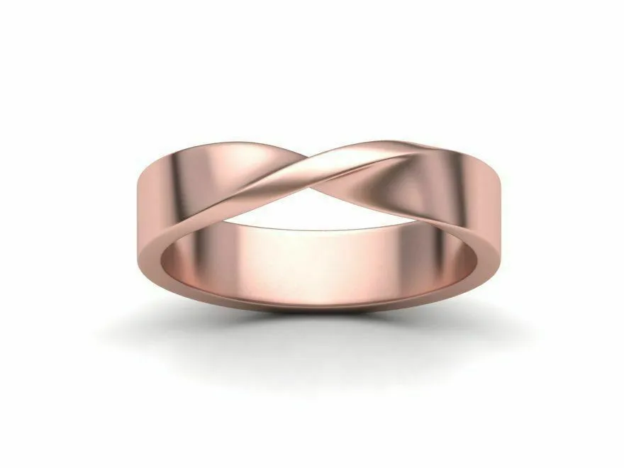 14k Ring Solid Rose Gold Ladies Jewelry Elegant Simple Front Twist Design CGR65R