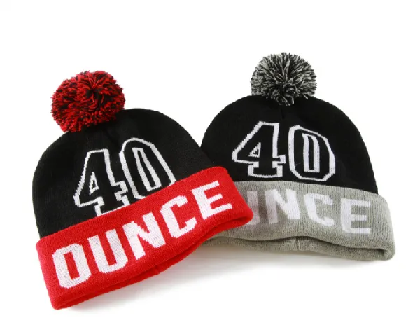 40 Ounce Winter Bobble Beanie Hat for Men or Women - Grey /