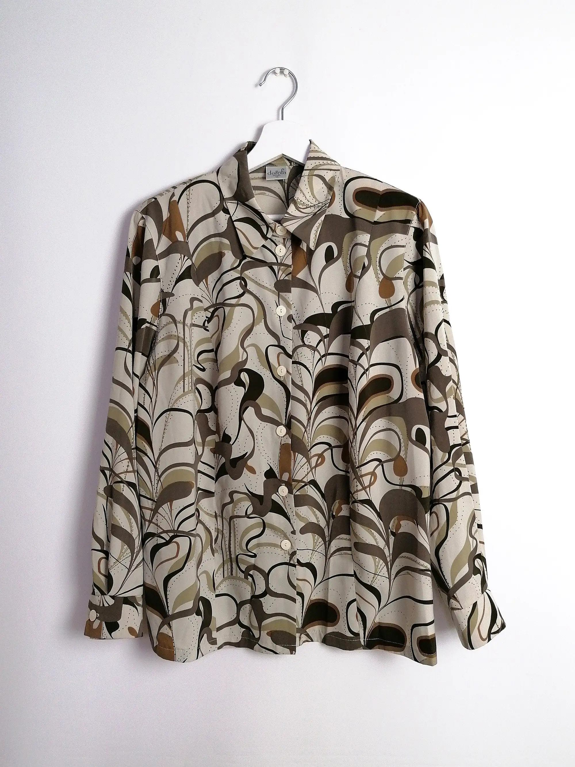 80's Abstract Print Patterned Blouse