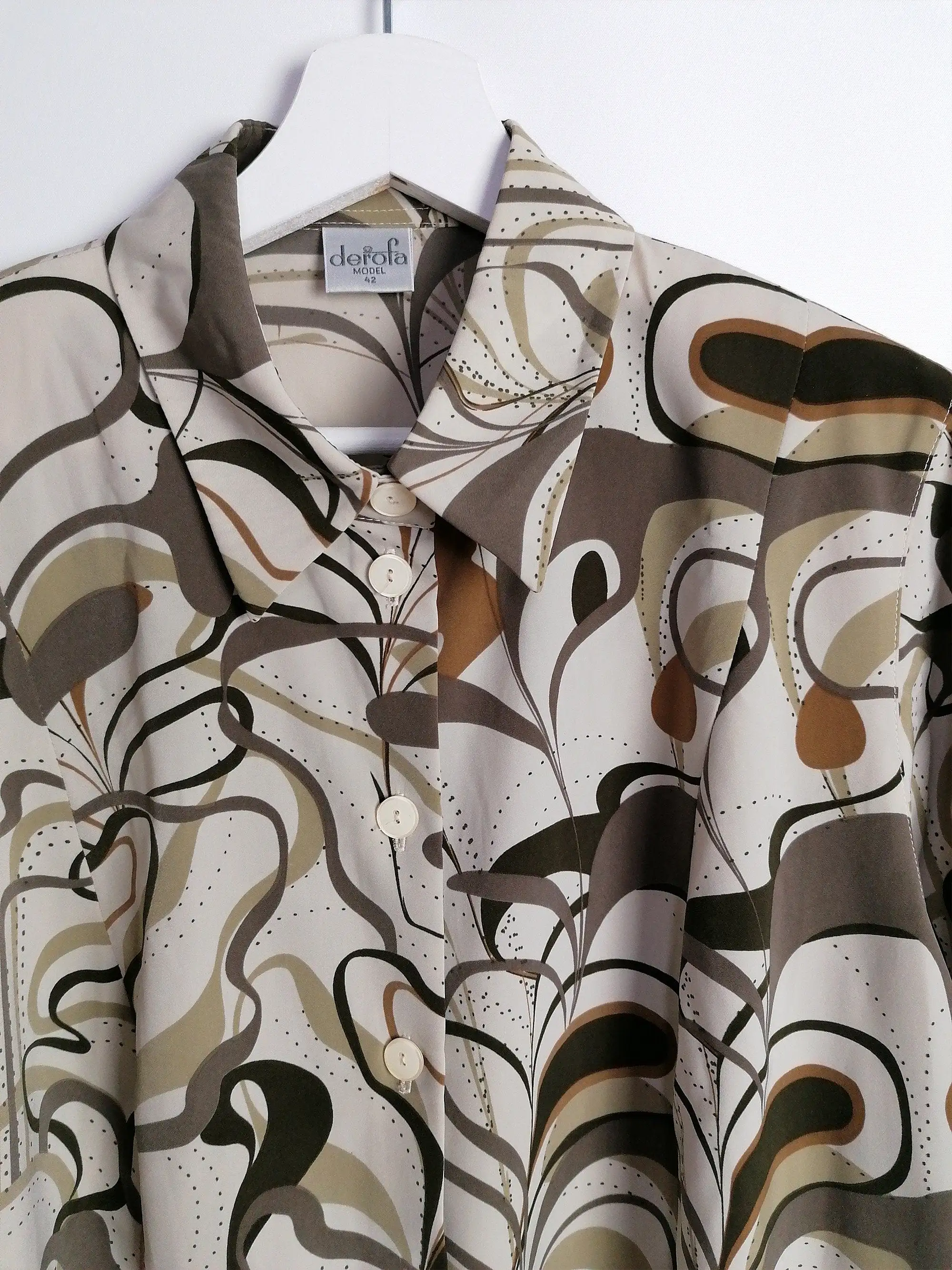 80's Abstract Print Patterned Blouse