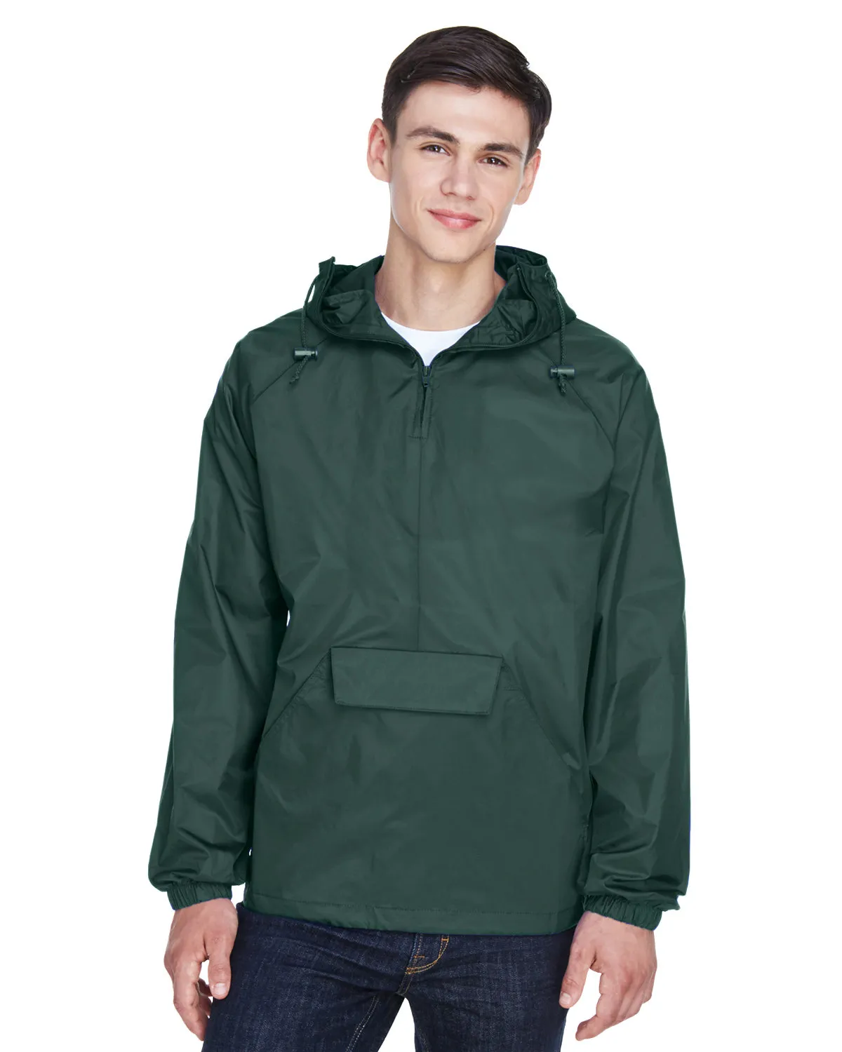 8925 UltraClub® Adult 1/4-Zip Hooded Nylon Pullover Pack-Away Jacket SKU: 8925