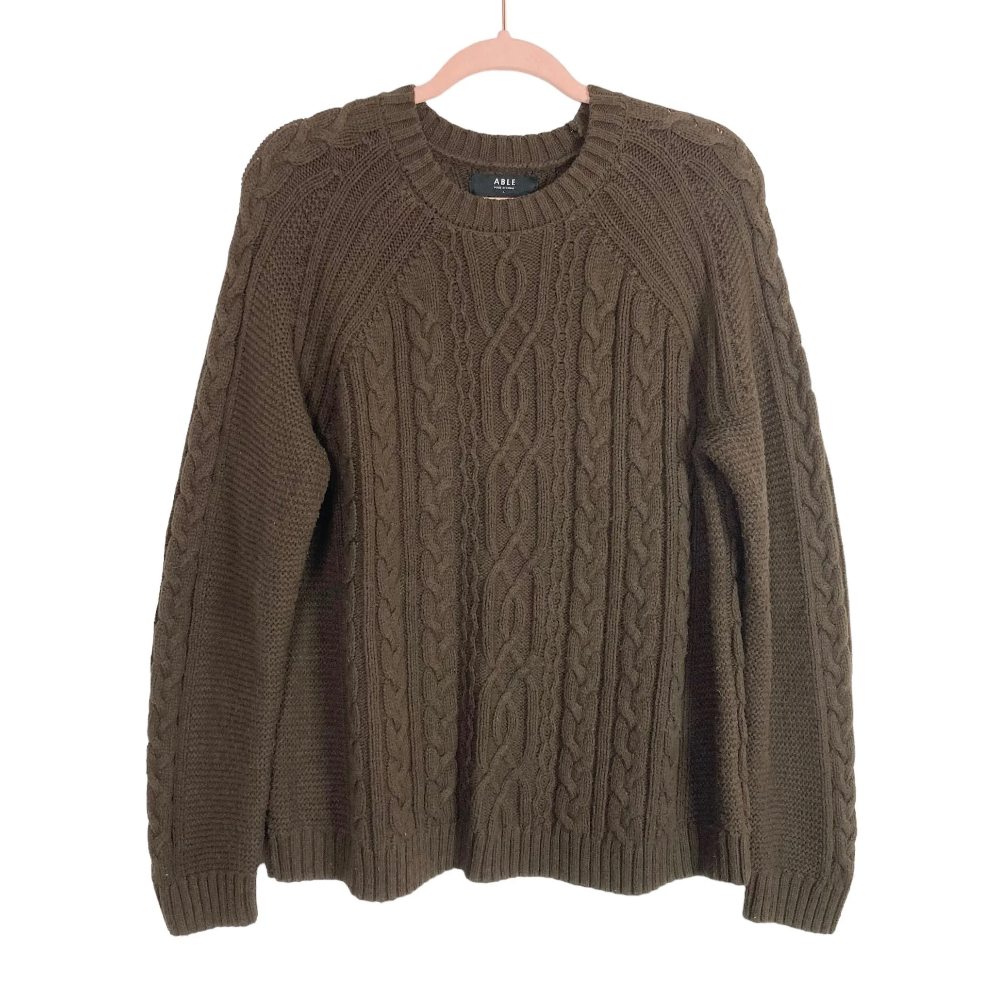 ABLE Brown Cable Knit Sweater- Size L