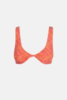 Adia Paisley Reversible Twist Front Top Orange