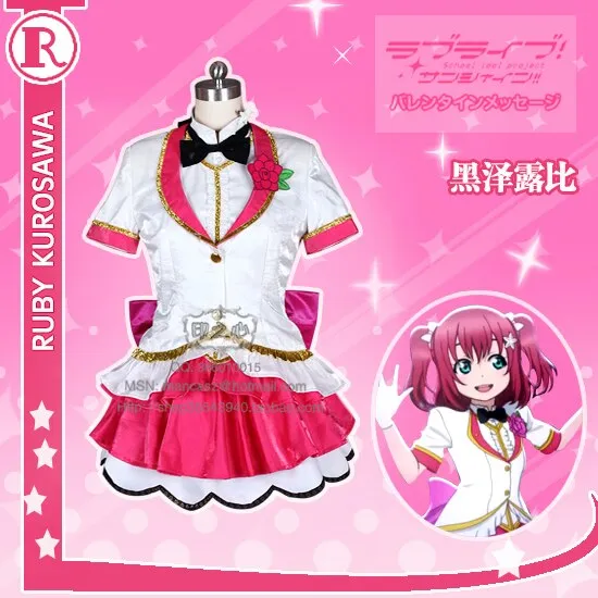 Aqours love live sunshine Ruby Kurosawa Stage Dress Christmas Cosplay Costume New Year Dress Shirt+Skirt+Vest+Coat+Tie+Headdress