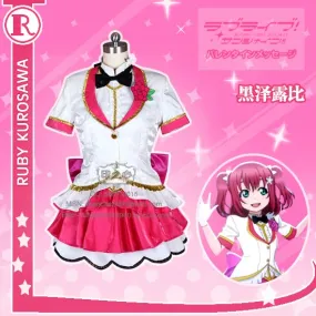 Aqours love live sunshine Ruby Kurosawa Stage Dress Christmas Cosplay Costume New Year Dress Shirt+Skirt+Vest+Coat+Tie+Headdress