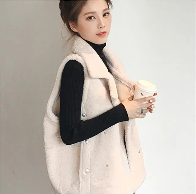 Autumn and winter Plush vest vest vest women 2019 new style college style sleeveless waistband christmas shirt  harajuku