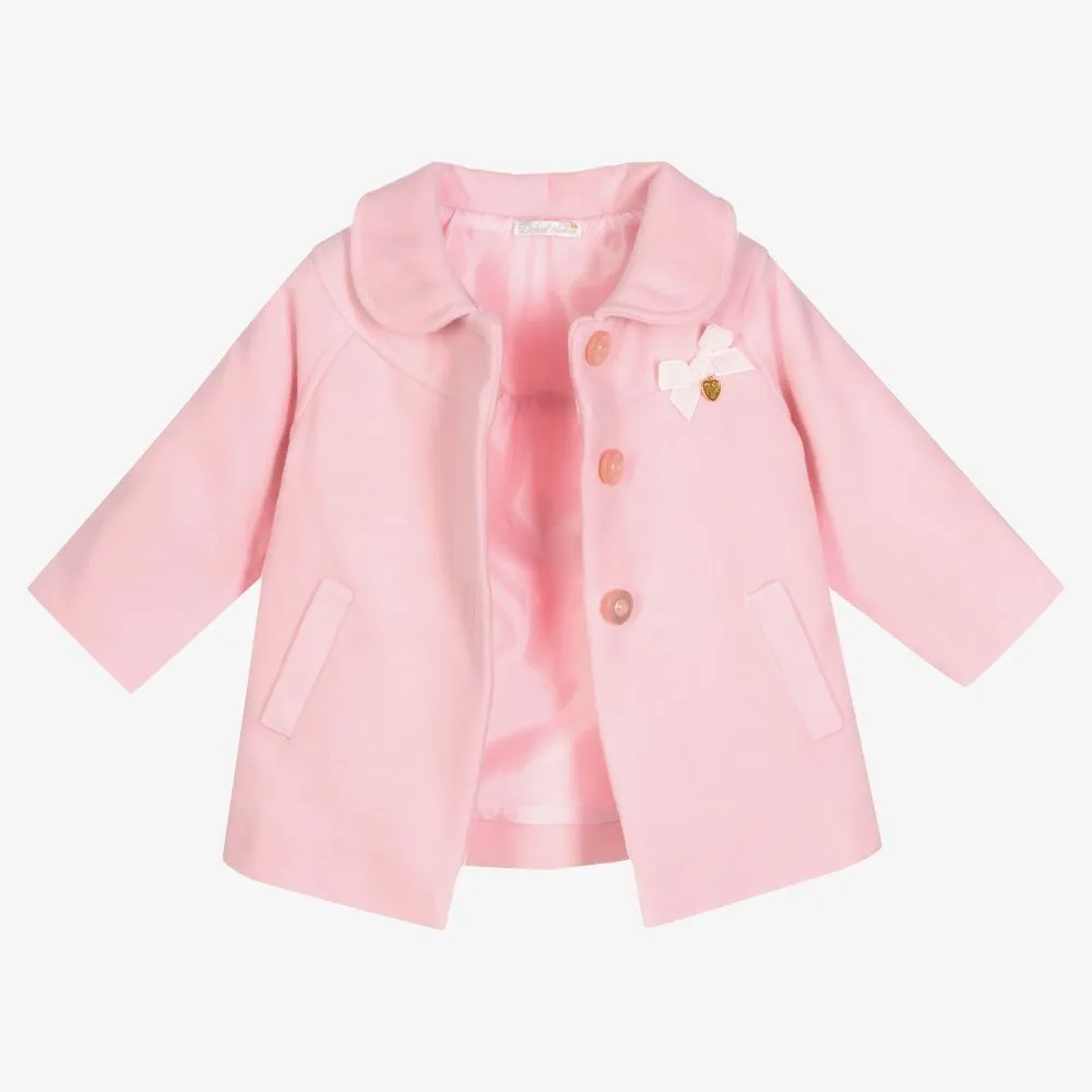 Baby Girls Pink Felted Coat