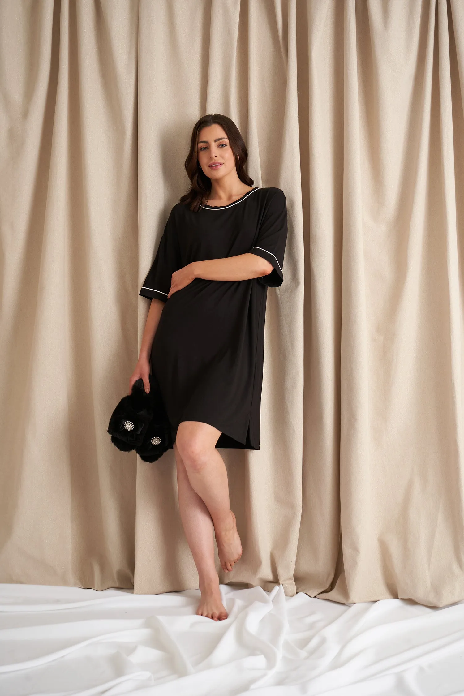 Bamboo Classic Tee Dress in Black