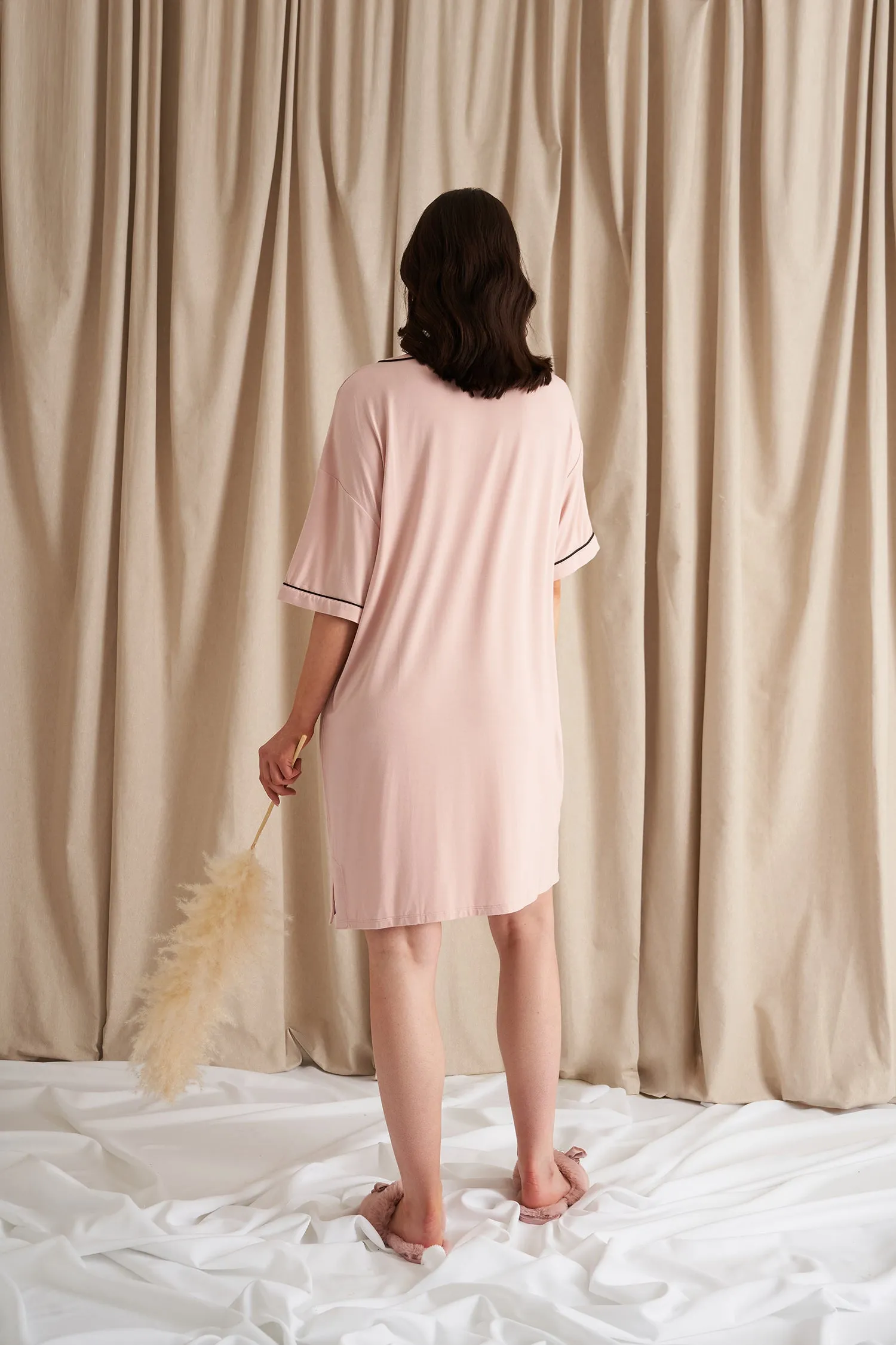 Bamboo Classic Tee Dress in Pink