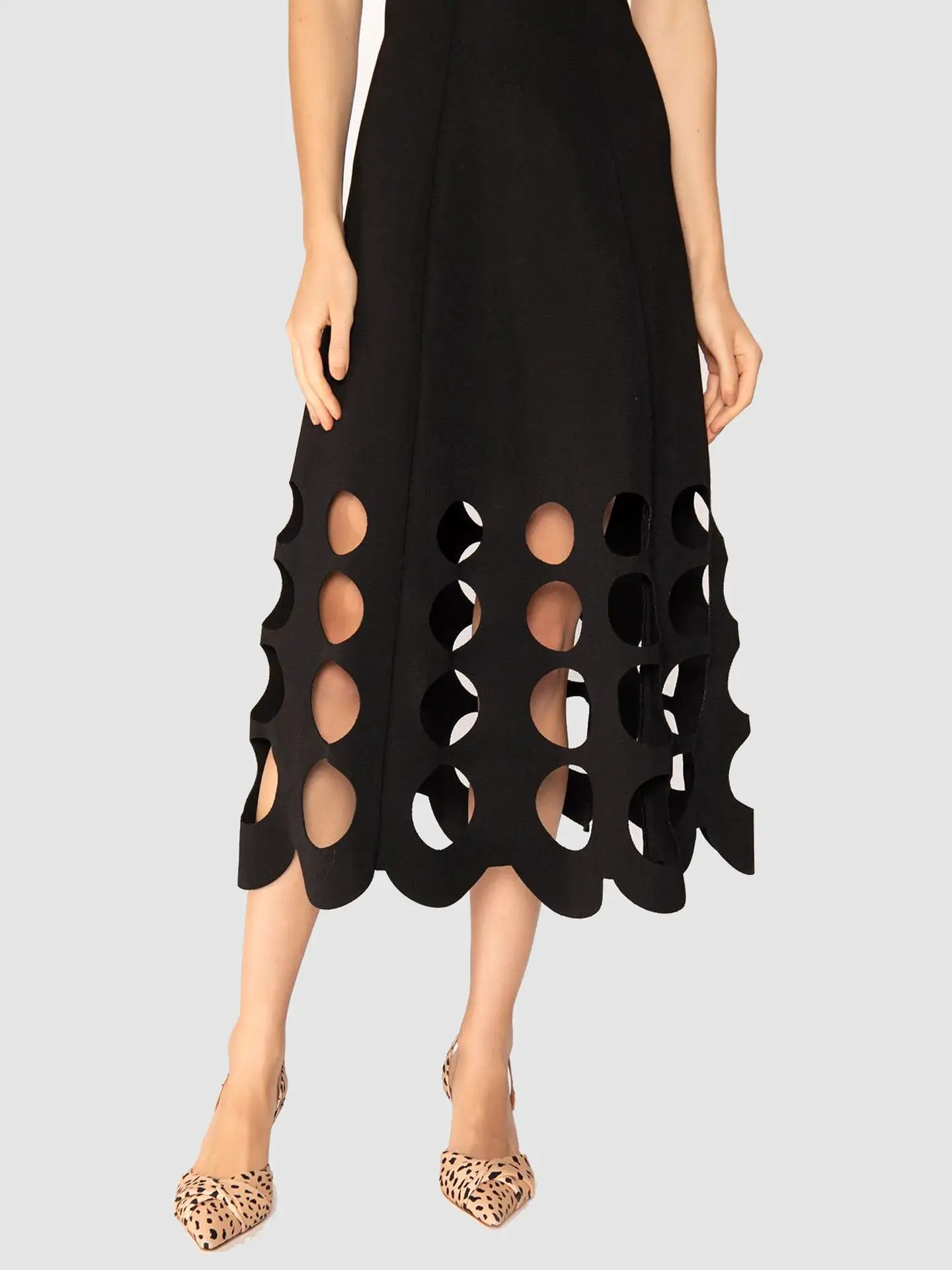 Bionda Laser Cut Out Midi Dress