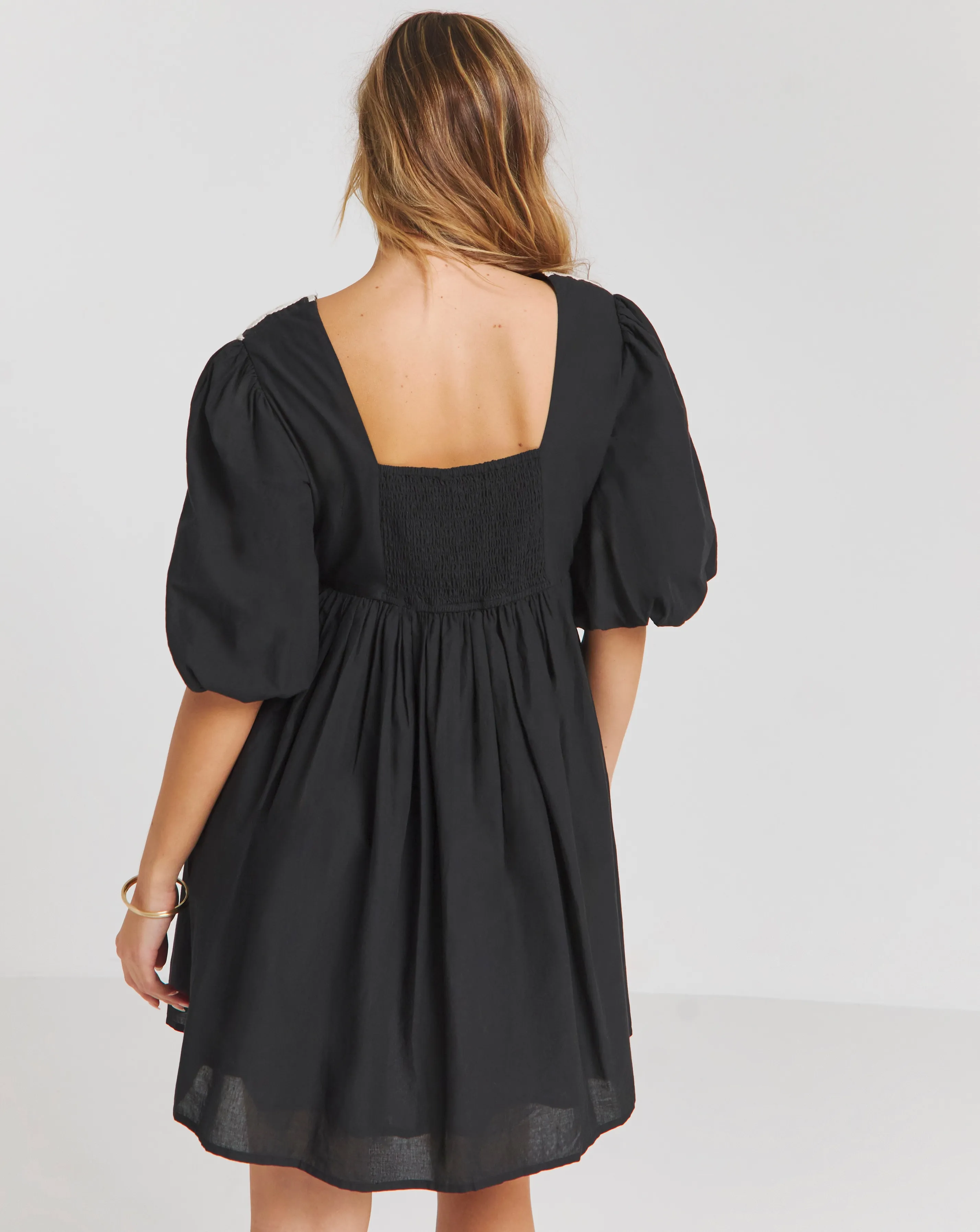 Black Cornelli Detail Smock Dress | Simply Be