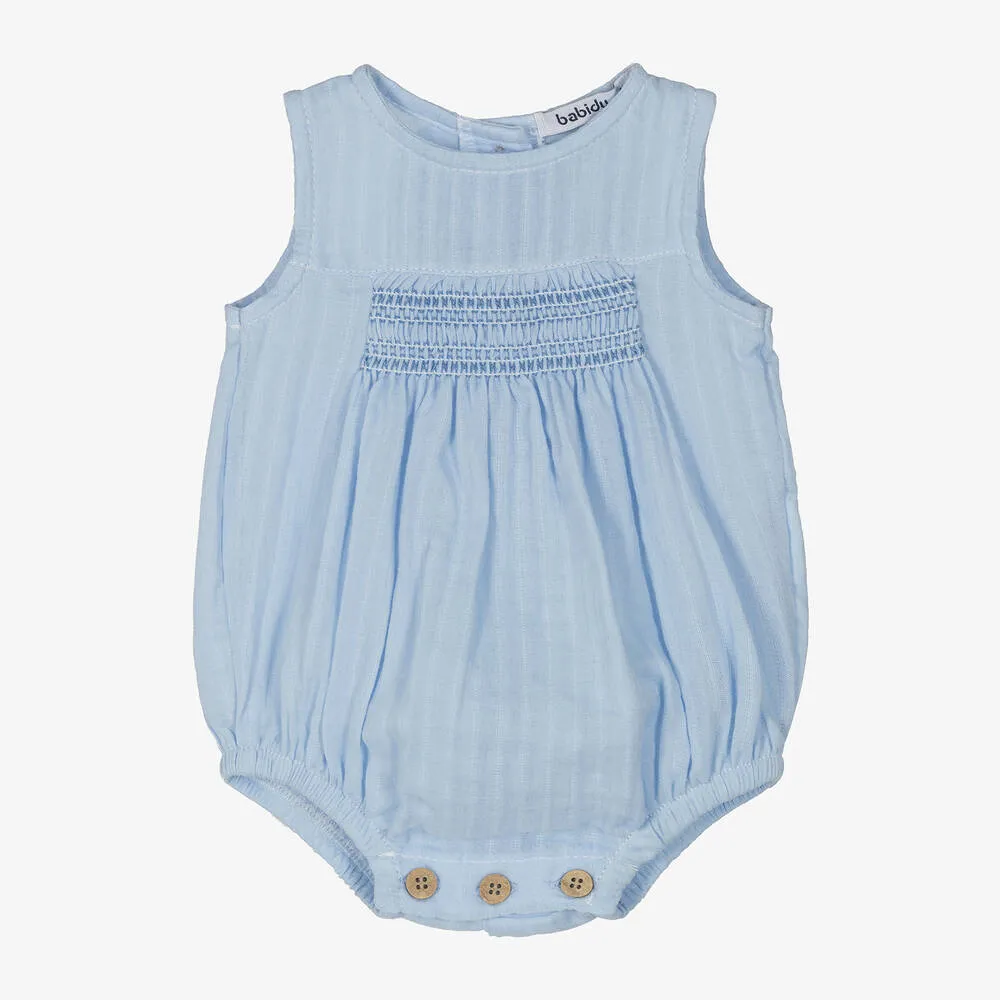 Blue Shirred Cotton Shortie