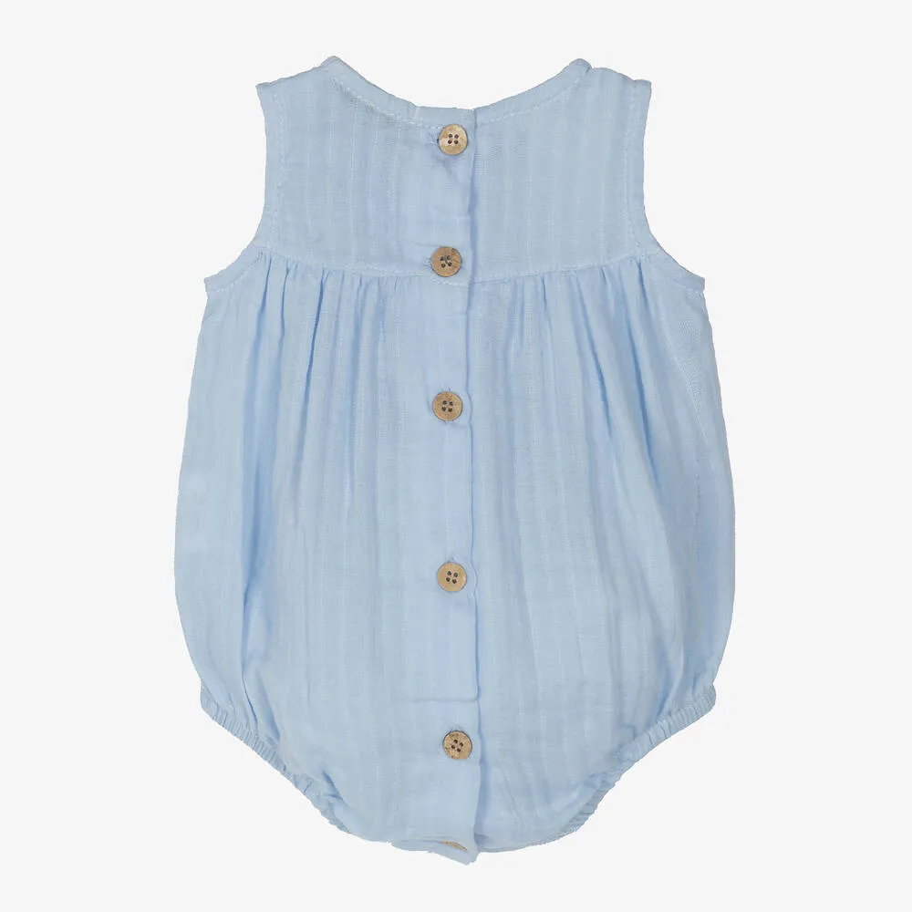 Blue Shirred Cotton Shortie