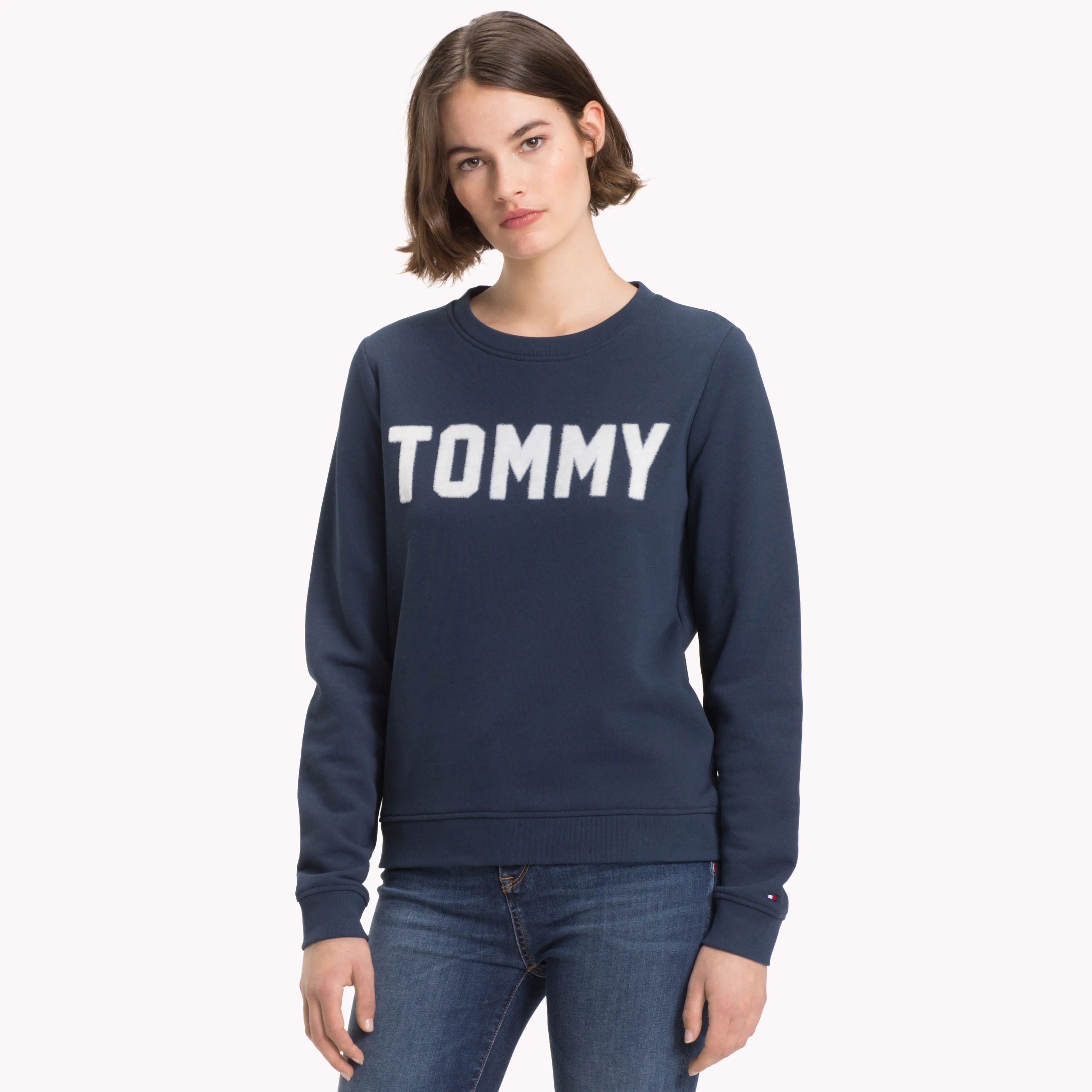 Blue Textured Logo Sweatshirt | Sweatshirts & Hoodies | Tommy Hilfiger