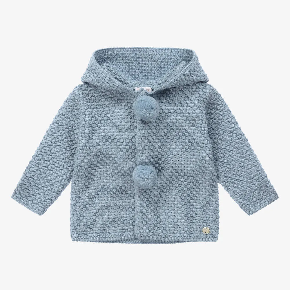 Blue Wool Knit Pram Coat