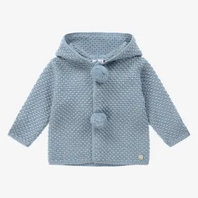 Blue Wool Knit Pram Coat