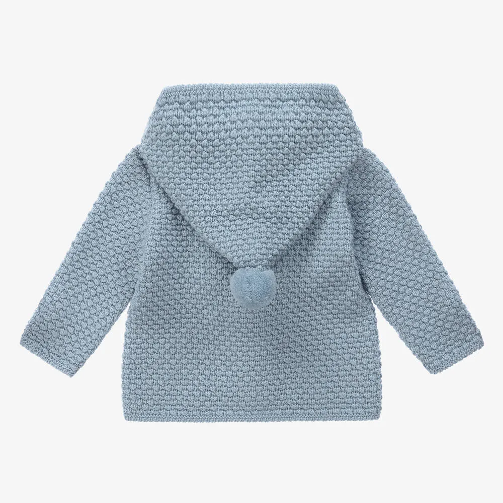 Blue Wool Knit Pram Coat