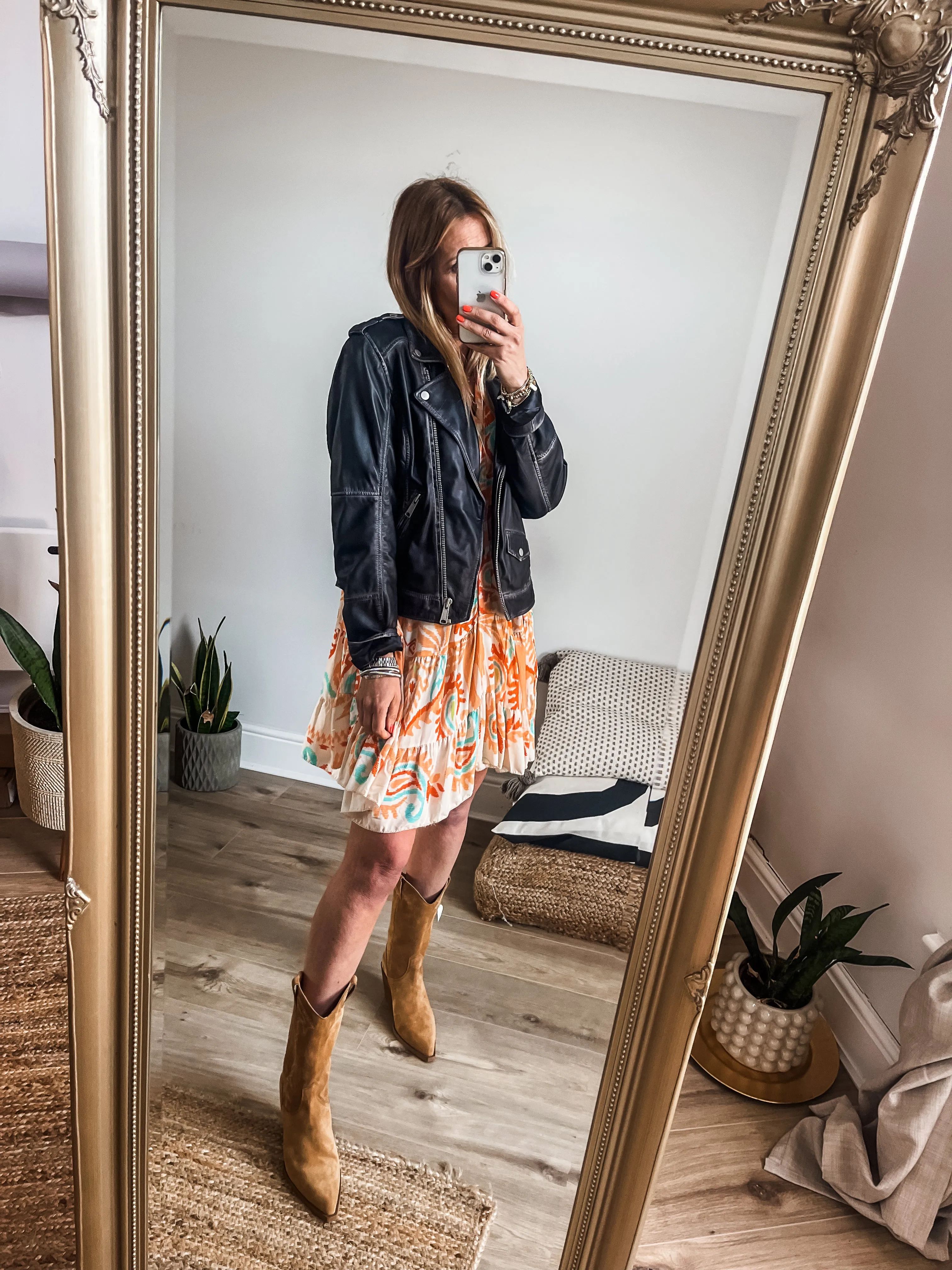 Boho Printed Tiered Smock Mini Dress