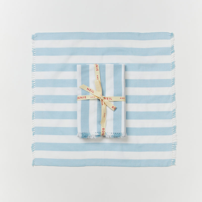 Bonnie & Neil- Woven Stripe Powder Blue Napkins Set of 6