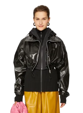 Bottega veneta  Bi-material Lambskin Leather Jacket - Black