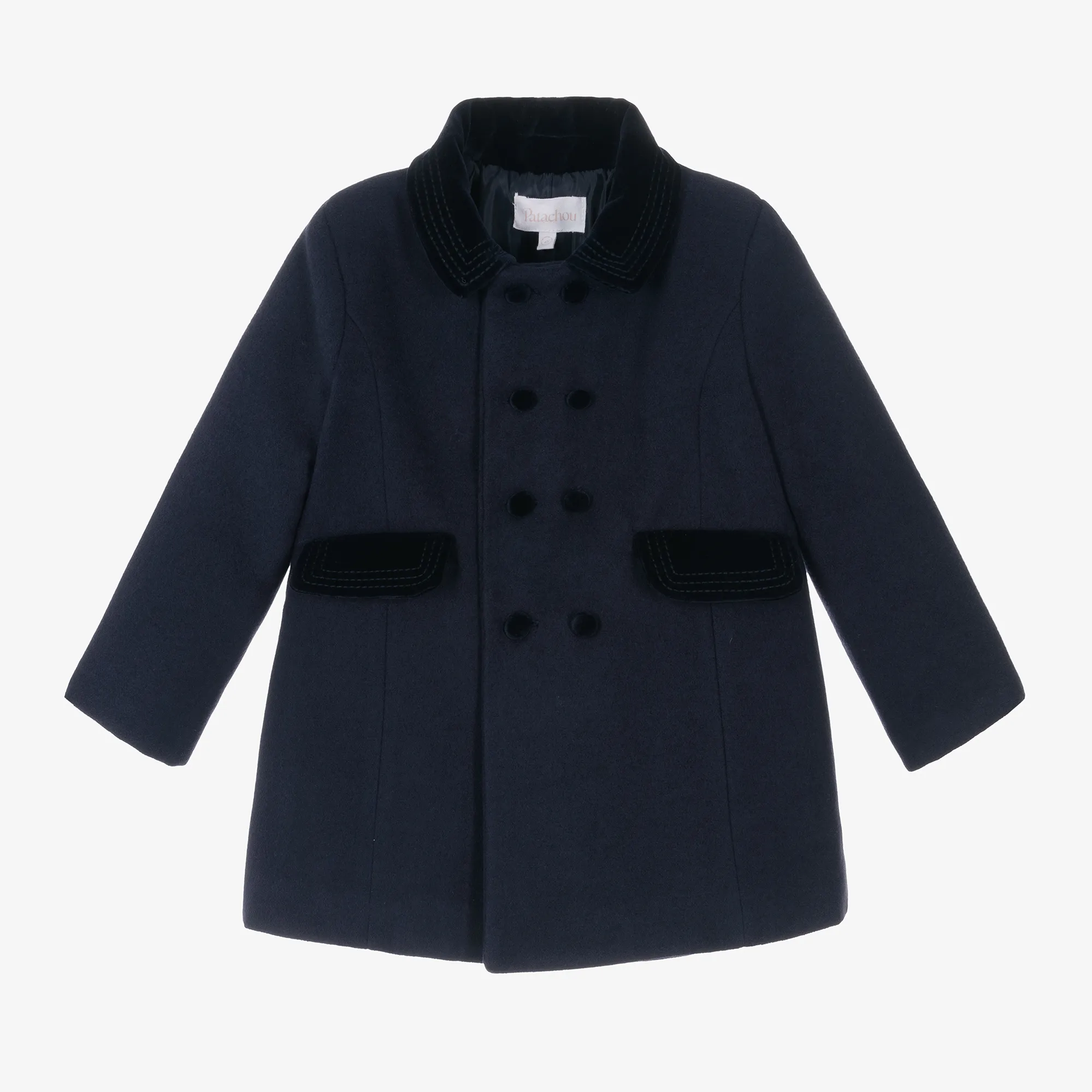 Boys Navy Blue Felted Coat