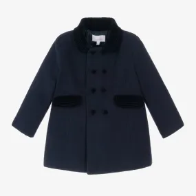 Boys Navy Blue Felted Coat