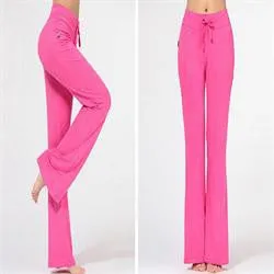 Bright Multicolor Pants Women Drawstring Loose Wide Leg Pants Women Solid Full Length Fitness Pants SM6