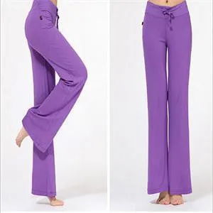 Bright Multicolor Pants Women Drawstring Loose Wide Leg Pants Women Solid Full Length Fitness Pants SM6