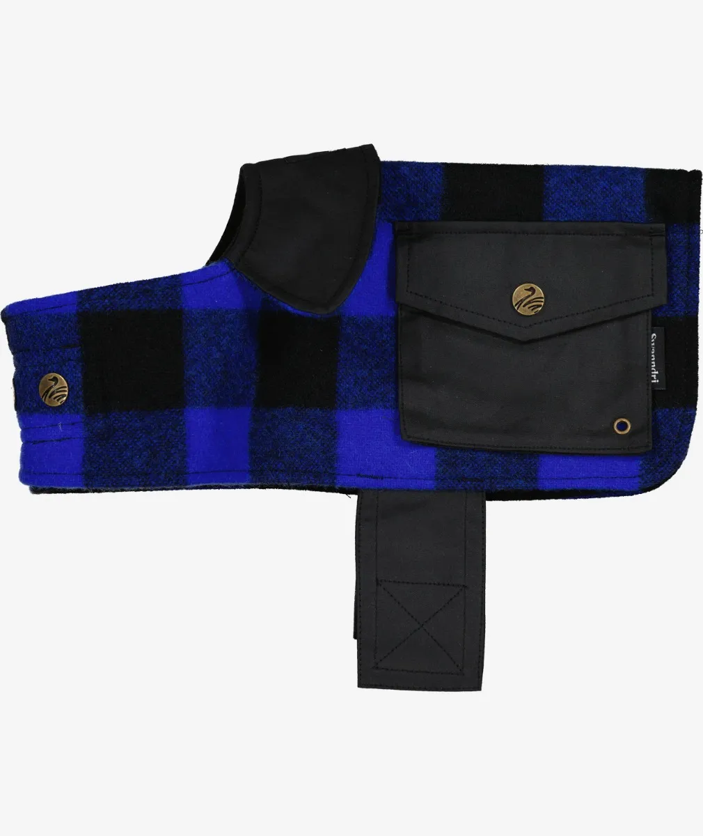 Buy Classic Wool Dog Coat in Blue/Black Check - Swanndri NZ