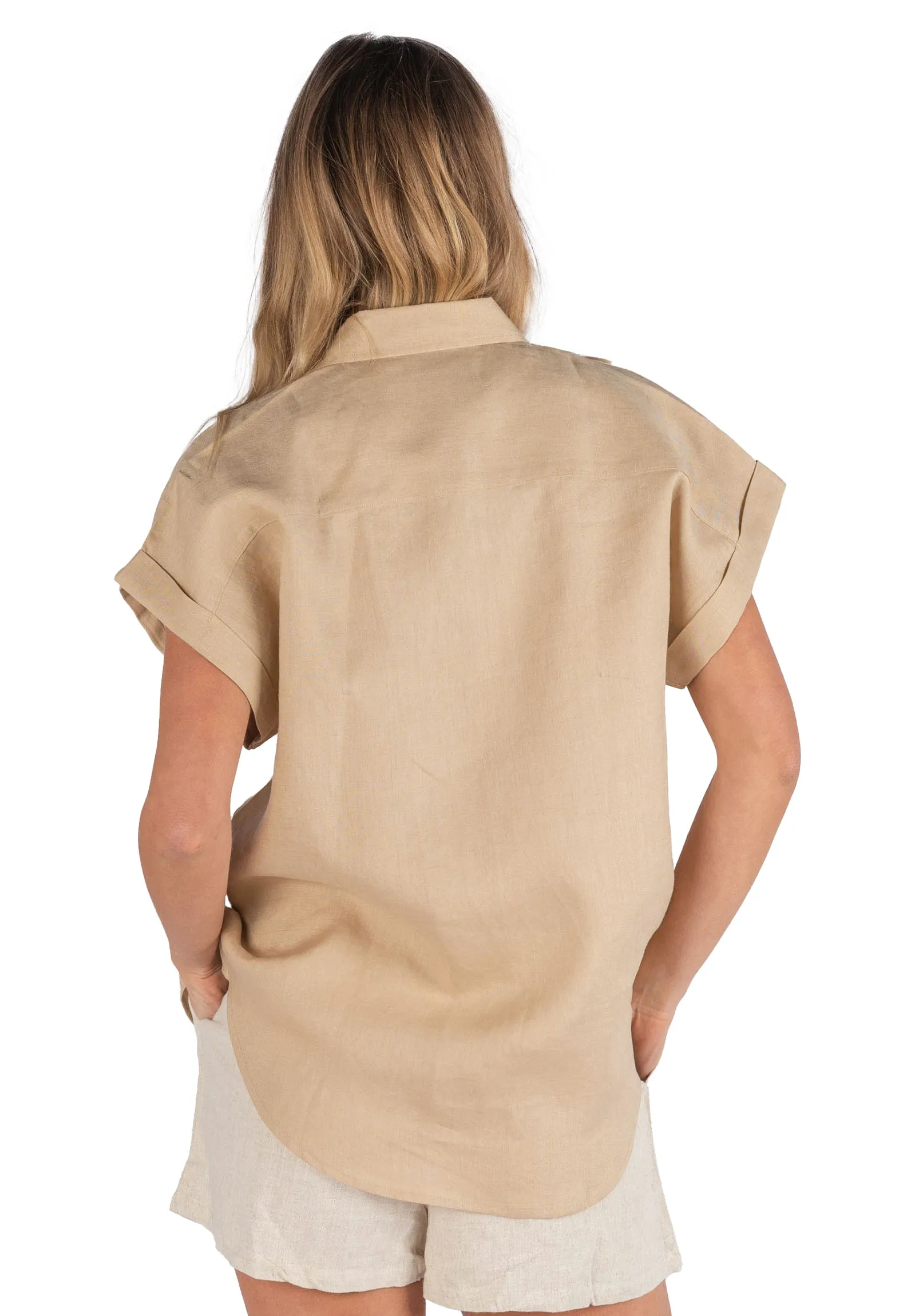 Capri Caffe Latte SS Linen Shirt