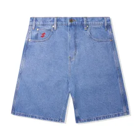 Cash Logo Denim Shorts Washed Indigo