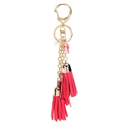 Casual PU Tassels women keychain bag pendant alloy car key chain ring holder retro jewelry for women