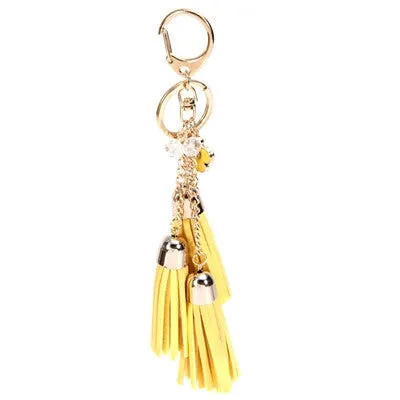 Casual PU Tassels women keychain bag pendant alloy car key chain ring holder retro jewelry for women