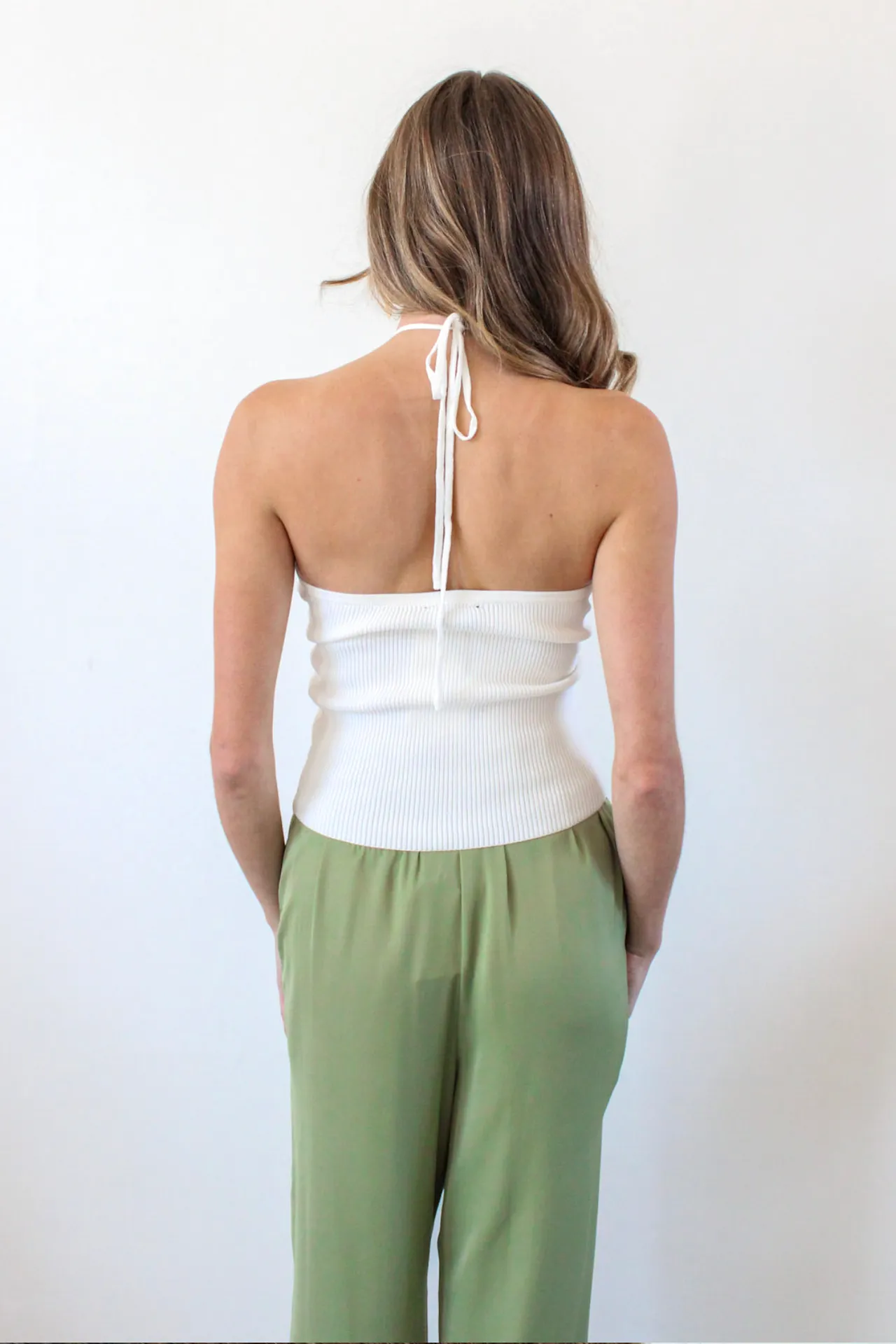 Checking In Twist Front Halter Top