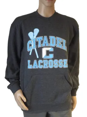 Citadel Bulldogs Lacrosse Charcoal Gray LS Crew Neck Pullover Sweatshirt (L)