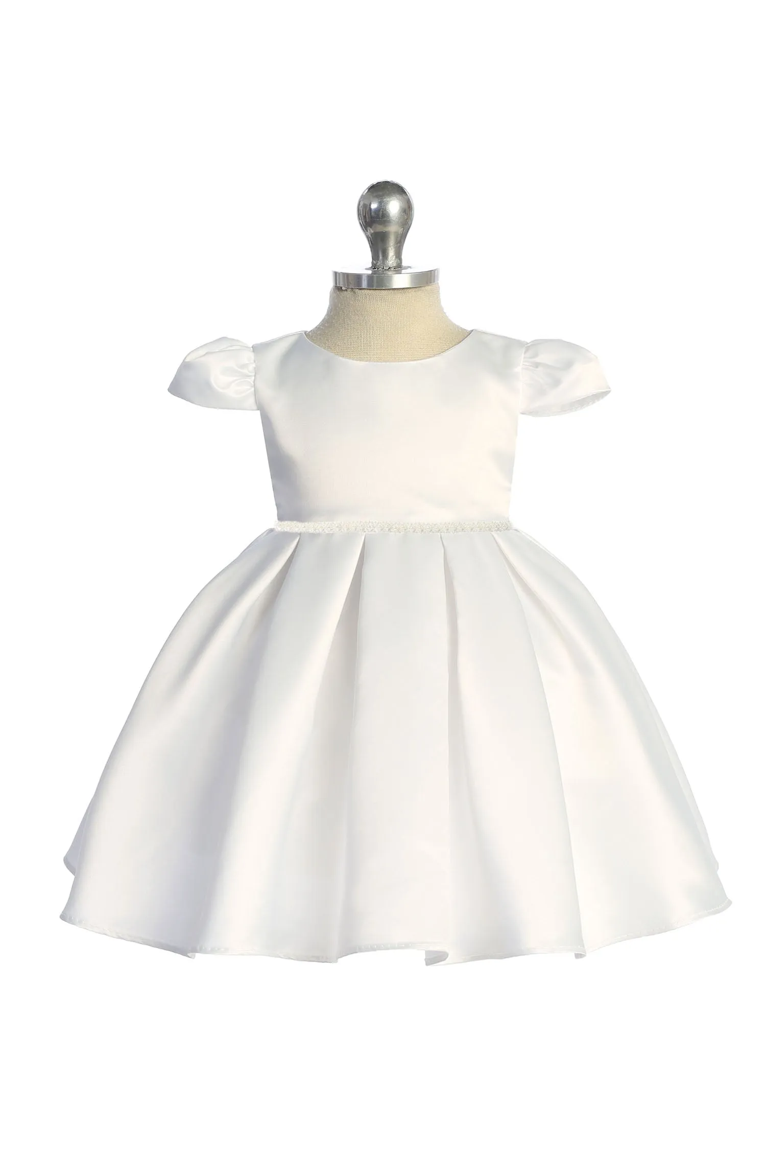 Classic Pleated Baby Dress with Pearl Trim