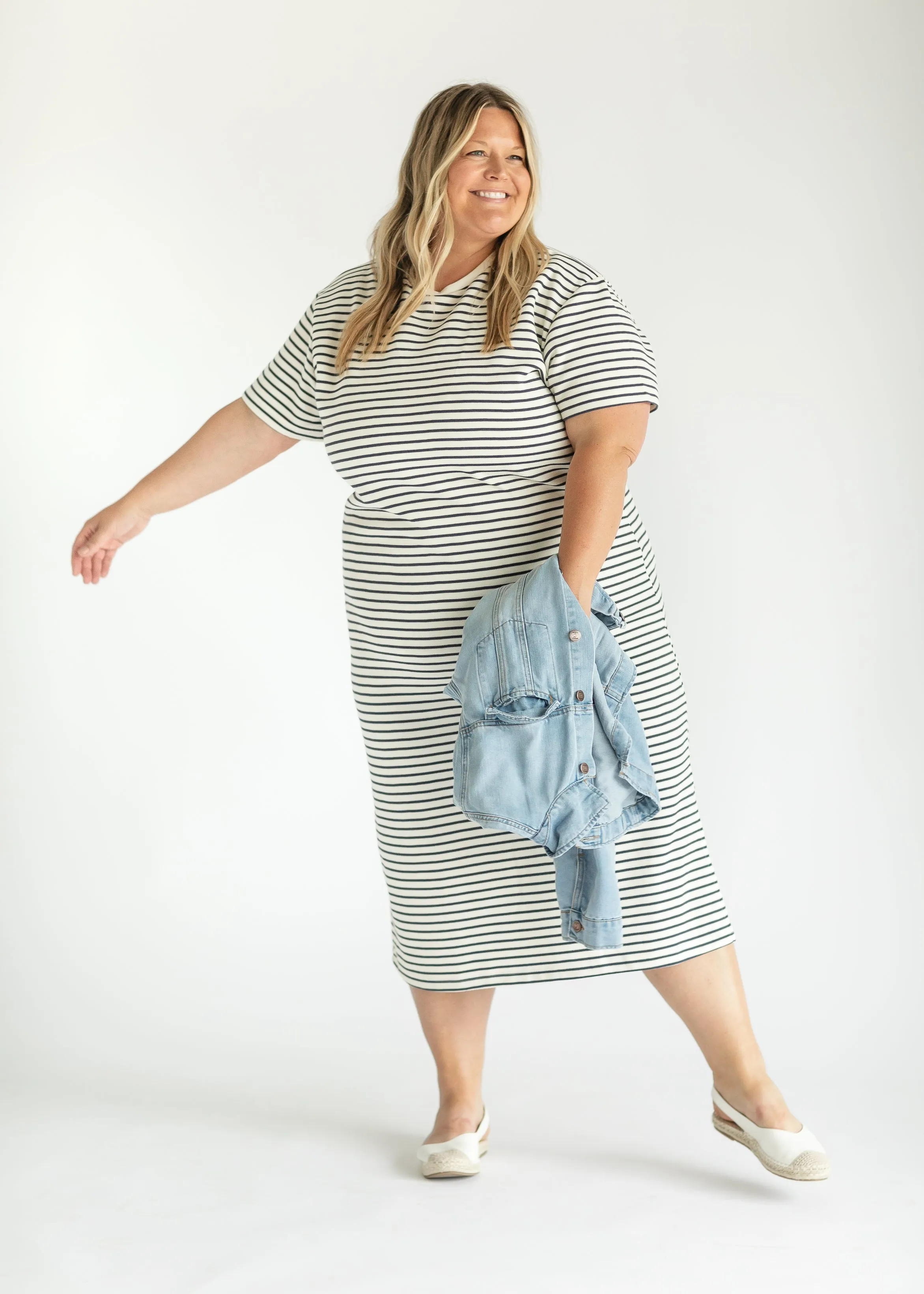 Classic Striped Round Neck Maxi Dress - FINAL SALE