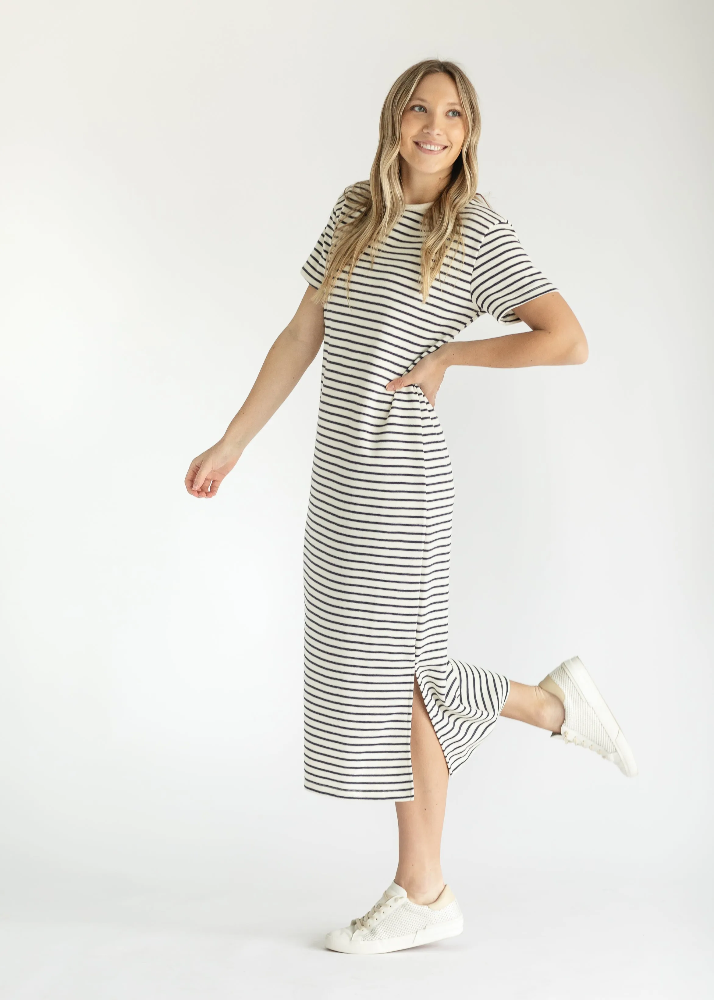 Classic Striped Round Neck Maxi Dress - FINAL SALE