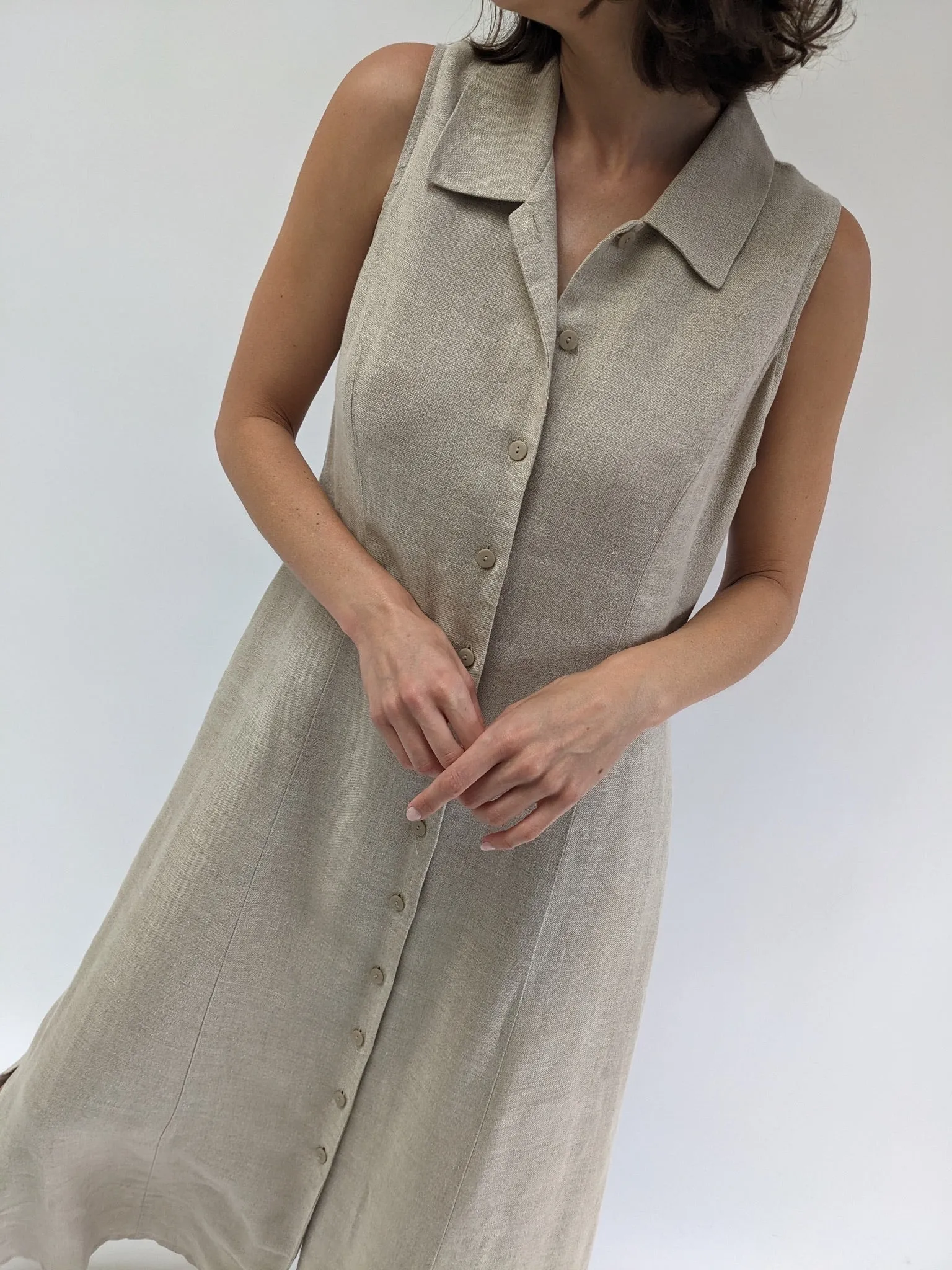 Classic Vintage Oat Linen Market Dress