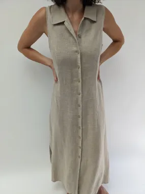 Classic Vintage Oat Linen Market Dress