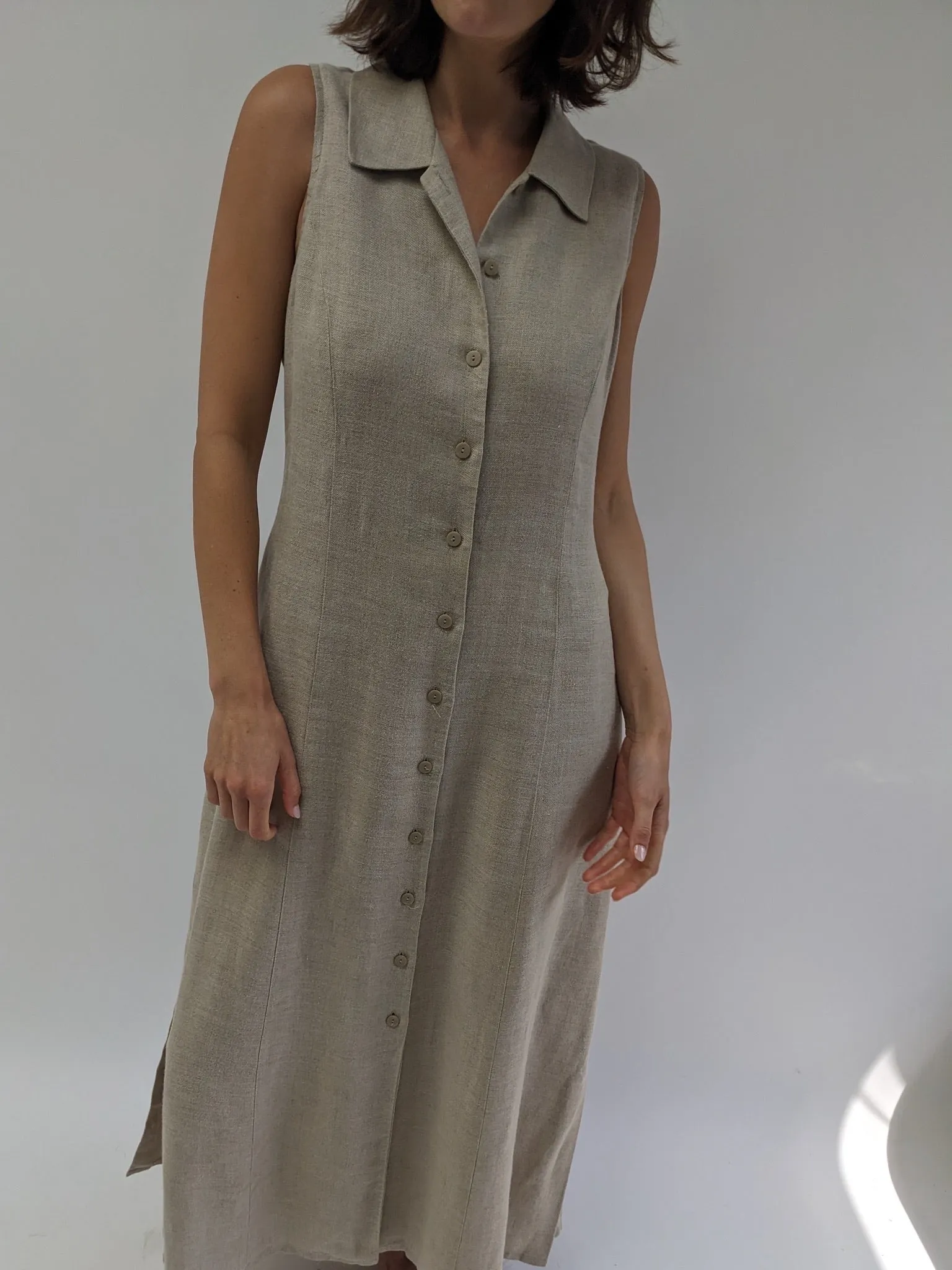 Classic Vintage Oat Linen Market Dress