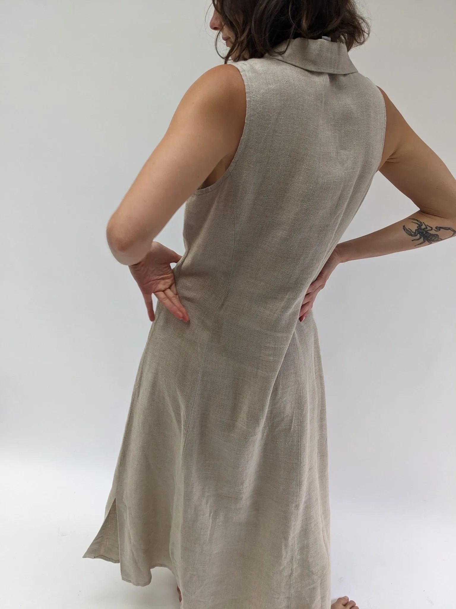 Classic Vintage Oat Linen Market Dress