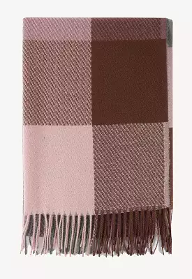 Contrast Squares Tasseled Scarf