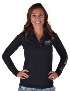 Cowgirl Tuff Womens Quarter Zip Cadet Black Poly/Spandex Athletic Shell Jacket