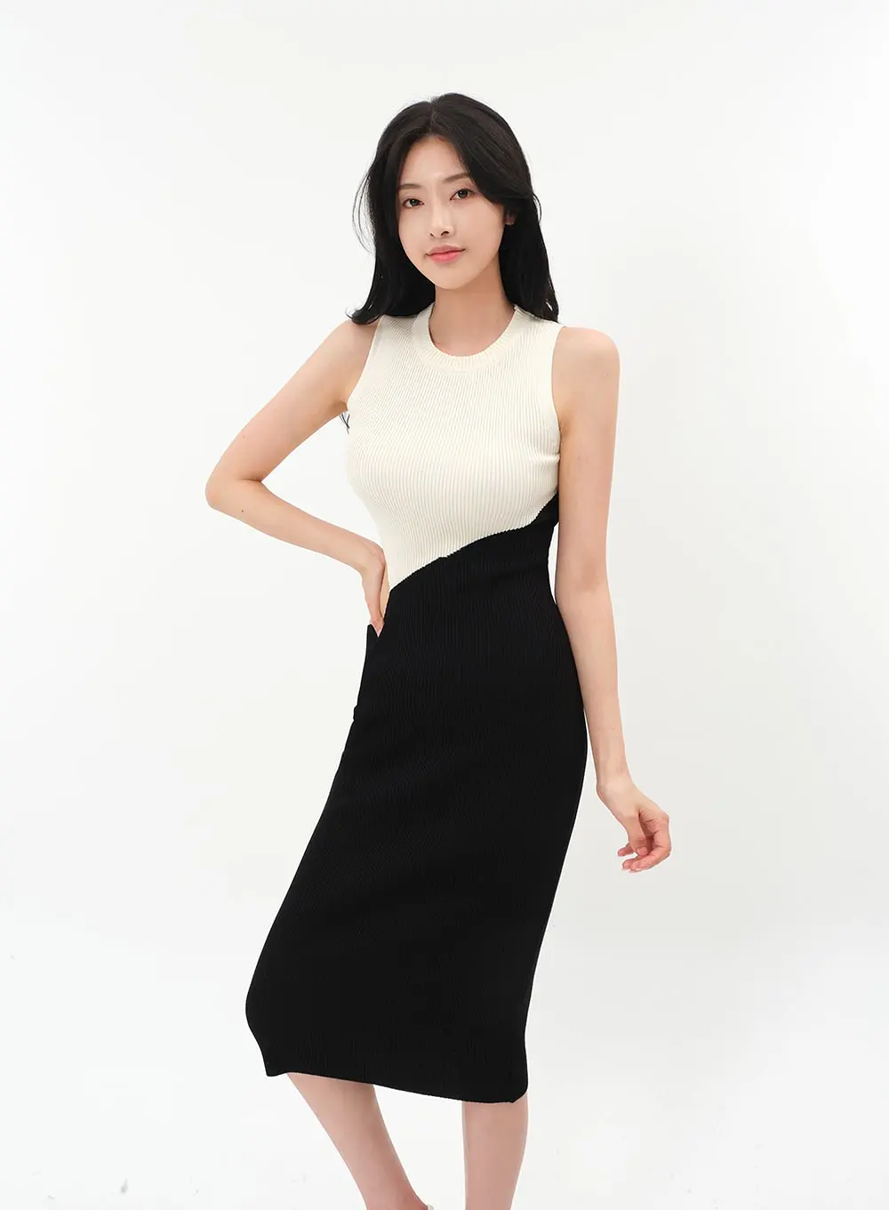 Cut Out Color Block Sleeveless Dress IM5