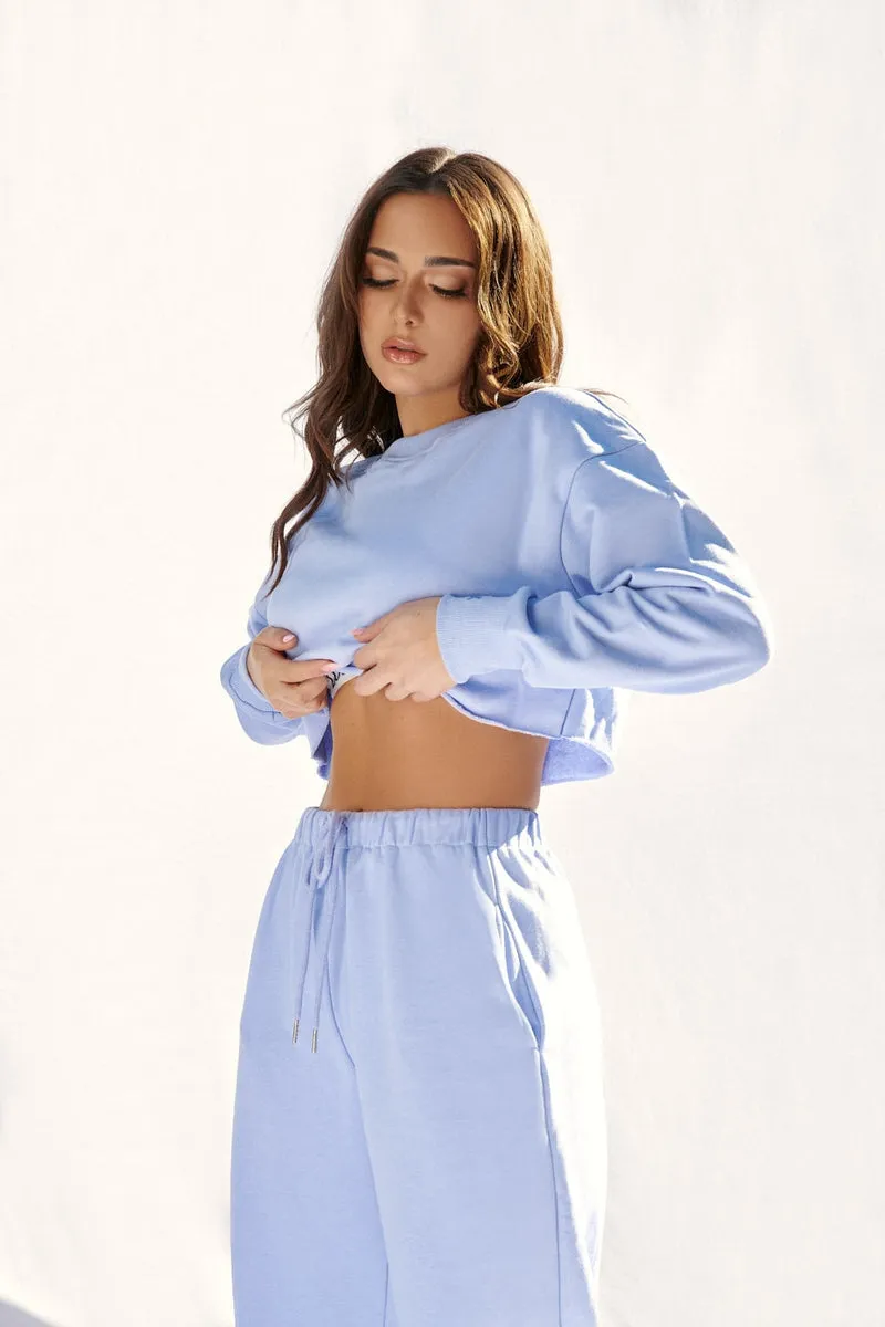 CXIX Oversized Cropped Jumper - Powder Blue