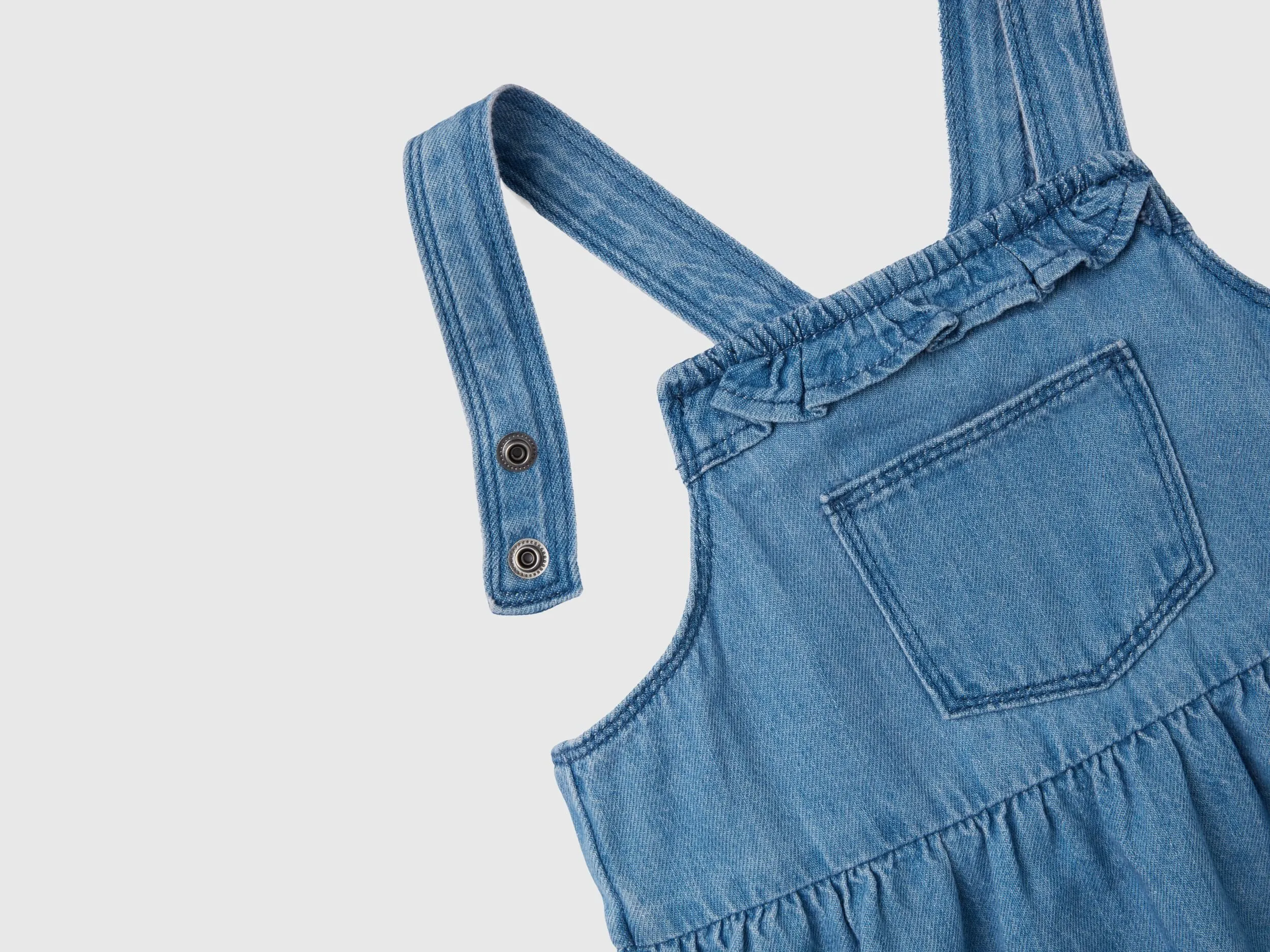 Dungaree skirt in lightweight denim - Light Blue | Benetton