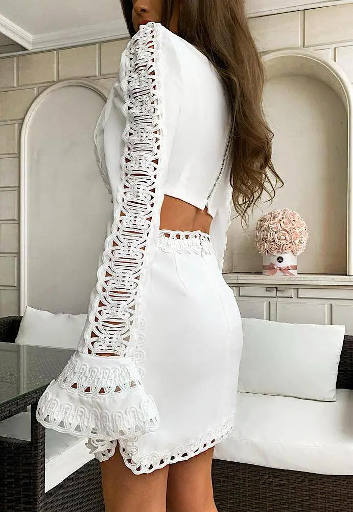 Embroidered Cut Out Mini Dress