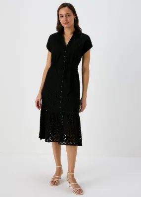 Et Vous Black Schiffli Shirt Dress