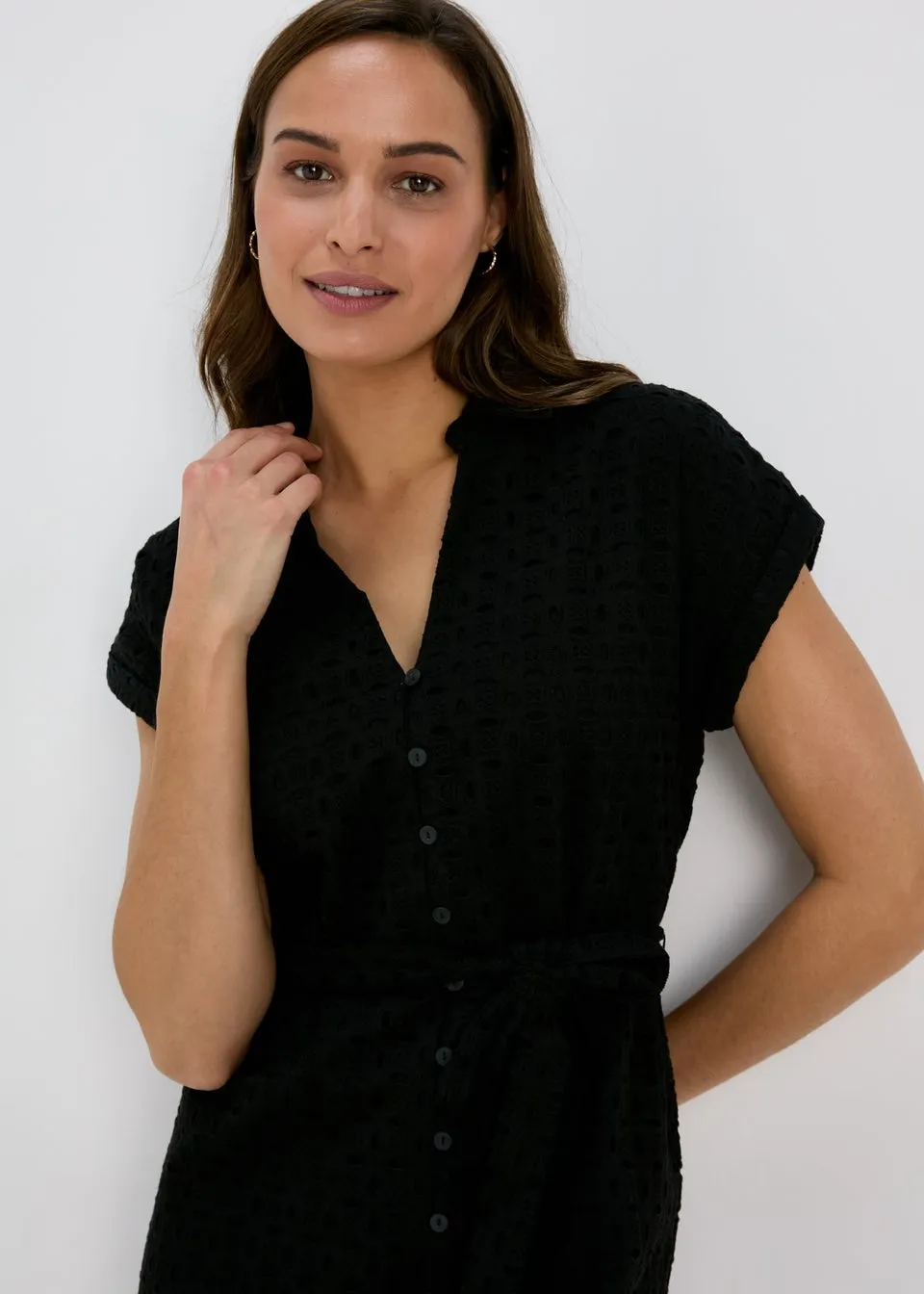 Et Vous Black Schiffli Shirt Dress